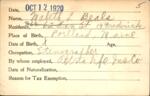 Voter registration card of Mabeth L. Beals, Hartford, October 12, 1920