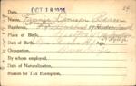 Voter registration card of Fannie Denison Beam, Hartford, October 18, 1920