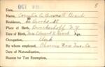 Voter registration card of Cornelia A. Brownell Beard, Hartford, October 9, 1920
