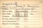 Voter registration card of Grace R. Beardsley, Hartford, October 12, 1920