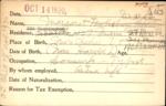 Voter registration card of Margaret Tewksbury Hadley (Bearse), Hartford, October 14, 1920