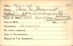 Voter registration card of Clara W. Beaumont, Hartford, October 11, 1920