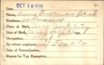 Voter registration card of Anna Friedman Beck, Hartford, October 18, 1920