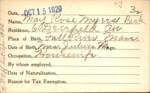 Voter registration card of May Rose Myers Beck, Hartford, October 15, 1920