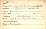 Voter registration card of Pauline R. Beck, Hartford, October 19, 1920