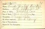 Voter registration card of Anne Healy Becker, Hartford, October 12, 1920