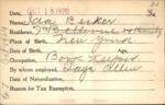Voter registration card of Ida Becker, Hartford, October 18, 1920