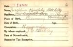 Voter registration card of Josephine Kurofsky Beckley, Hartford, October 18, 1920