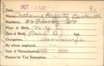Voter registration card of Catherine Rafferty Beckwith, Hartford, October 19, 1920