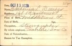 Voter registration card of Catherine L. Beecher, Hartford, October 13, 1920
