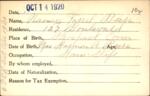 Voter registration card of Nancy Farrel Beers, Hartford, October 14, 1920