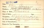 Voter registration card of Rose Beizer, Hartford, October 12, 1920