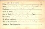 Voter registration card of Mathilde Lassen Bekker Hartford, October 13, 1920