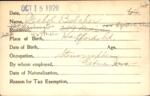 Voter registration card of Mabel Belcher, Hartford, October 15, 1920