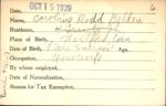 Voter registration card of Caroline Dodd Belden, Hartford, October 15, 1920