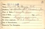 Voter registration card of Elizabeth M. Bonney (Bell), Hartford, October 12, 1920