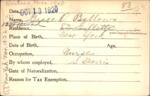 Voter registration card of Grace D. Bellows, Hartford, October 13, 1920