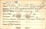 Voter registration card of Belle Smith Benedict, Hartford, October 14, 1920