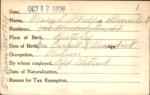 Voter registration card of Mary L. Phelps Benedict, Hartford, October 12, 1920