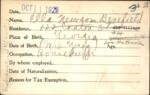 Voter registration card of Ella Newsom Benefield, Hartford, October 11, 1920