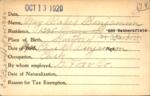 Voter registration card of May Baker Benjamim [Benjamin], Hartford, October 13, 1920