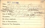 Voter registration card of Rose Burke Benware, Hartford, October 18, 1920