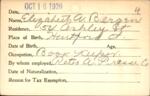 Voter registration card of Elizabeth A. Bergen, Hartford, October 16, 1920