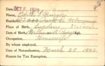 Voter registration card of Edith S.[?] Burger (Berger), Hartford, October 9, 1920