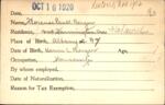 Voter registration card of Florence Paull Berger, Hartford, October 16, 1920