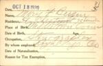 Voter registration card of Mary F. Bergin, Hartford, October 18, 1920