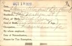 Voter registration card of Hanny Palmquist Berglund, Hartford, October 18, 1920