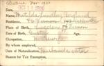 Voter registration card of Matilda Lundberg Berglund, Hartford, October 18, 1920