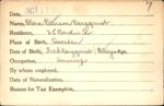 Voter registration card of Clara Peterson Bergquist, Hartford, October 11, 1920