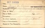 Voter registration card of Annie M. Beman, Hartford, October 18, 1920
