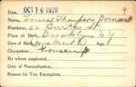Voter registration card of Louise Thompson Bernard, Hartford, October 16, 1920