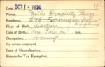 Voter registration card of Nellie Dougherty Berry, Hartford, October 14, 1920