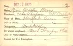 Voter registration card of Rose Cecelia Berry, Hartford, October 12, 1920