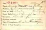 Voter registration card of Anna Martocci LeRoy, Hartford, October 18, 1920