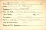 Voter registration card of Florence E. Bidwell, Hartford, October 15, 1920