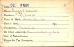 Voter registration card of Grace C. Bidwell, Hartford, October 9, 1920