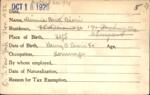 Voter registration card of Minnie Britt Bieri, Hartford, October 18, 1920