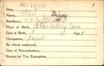 Voter registration card of Ethel G. Biggs, Hartford, October 14, 1920