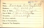 Voter registration card of Fannie Fowler Bill, Hartford, October 11, 1920
