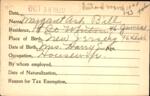 Voter registration card of Margaret Ash Bill, Hartford, October 14, 1920