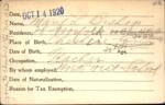 Voter registration card of Mary L. Bishop, Hartford, October 14, 1920