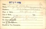 Voter registration card of Lucy A. Blake, Hartford, October 15, 1920