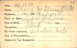 Voter registration card of Mary McKernan Blake, Hartford, October 19, 1920
