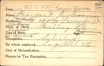 Voter registration card of Margaret E. Gorman (Barron), October 12, 1920