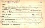 Voter registration card of Mazie A. Gaffey (Blessing), Hartford, October 19, 1920