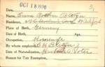 Voter registration card of Emma Roehm Bletzer, Hartford, October 18, 1920